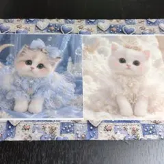 ガーゼハンカチ ハンドメイド パネル生地 猫柄 居眠り猫ちゃん 2枚