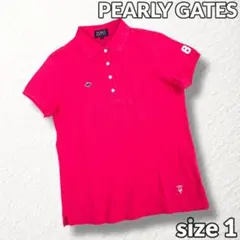 【パーリーゲイツ】ゴルフ ポロシャツ ロゴ刺繍 ワッペン マゼンタピンク系 1