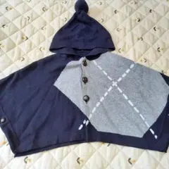 コムサイズム COMME CA ISM ポンチョ ネイビーグレー 60～80cm