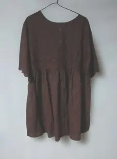 （新品）Samansa Mos2　スカラップ前後着2WAY チュニック ブラウンのサムネイル