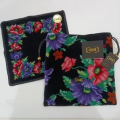 【新品未使用タグ付】FEILER　フェイラー　フラワー巾着ポーチ　ハンカチセット