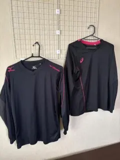 Mizuno/asics バレー練習技　長袖シャツ 2枚セット