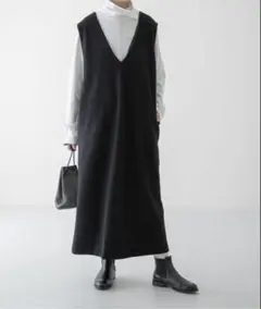 かぐれ ウールスムースVネックワンピース