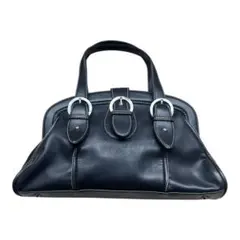 Y2K vintage レザー ショルダー 黒 シルバー金具 バレエコア 00s