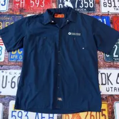 Dickies 半袖 ワークシャツ 企業ロゴ PROTECH ネイビー XLのサムネイル