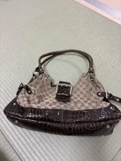 ピンキー＆ダイアン クロコダイル風ハンドバッグ ダークブラウン