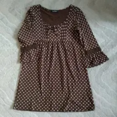 Mサイズ EAST BOY チュニック ミニワンピース 茶 水玉