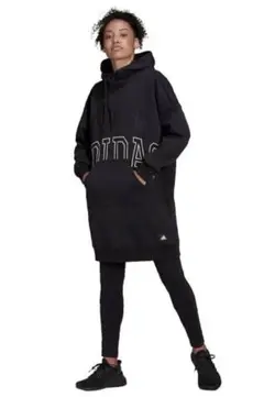 美品　adidas オーバーサイズフード付きパーカー ブラック