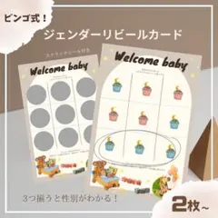 大人気★性別発表カード2枚セット ビンゴ式ジェンダーリビールカード　スクラッチ