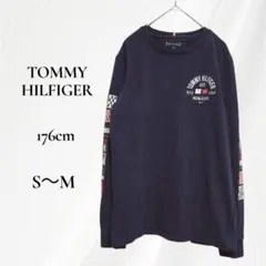 ☆トミーヒルフィガー 長袖Tシャツ　ロンT ネイビー 176cm S～M メンズ
