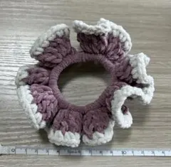 プリンセスモール　フリルデザインシュシュ 紫ピンクとホワイト