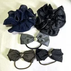 シュシュ　リボン付きゴム　5点セット