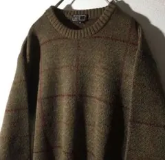 【個性派古着】ダックス　ビンテージセーター　格子柄　メンズＬ　DAKS　茶色