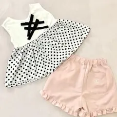 リセマイン　裾フリルショートパンツ　ピンク　tiny manon ドット　リボン