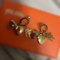 Folli Follieリボンとハートのゴールドトーンピアス