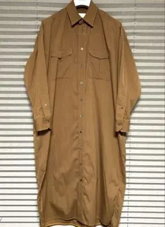 TICCA スクエアビッグロングシャツワンピース ストライプ ブラウン×グレー