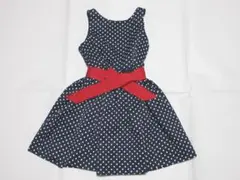 ポロ ラルフローレン ワンピース ノースリーブ 水玉 4/4T 紺 yg4929