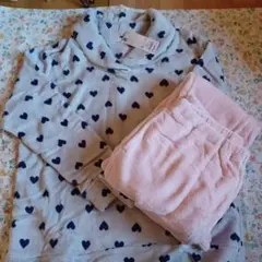 GU、ハート模様パジャマセットXL(新品未使用、ブルーグレー？)