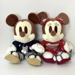 【タグ付き】ディズニー　ミッキー　ミニー　晴れ着スタイルぬいぐるみセット　和装