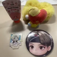 BT21TATAハンドクリーム、ぬいぐるみシュシュ、テテ缶バッジジミンアクスタ