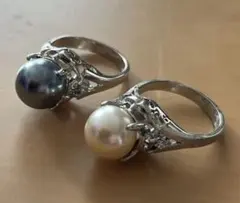 大粒 パール リング 指輪 2点セット