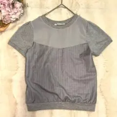 美品【ケービーエフ】半袖カットソー　Tシャツ　Sサイズ相当　グレー