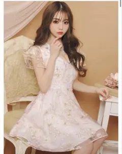 DAZZY フラワー刺繍ミニドレス M