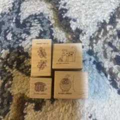 LISA LARSON 木製スタンプ 4個セット①ハリネズミ