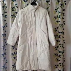 オフホワイト キルティング ロングコートM-L