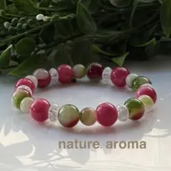 天然石ブレスレット ピンク　緑　パワーストーンブレスレット　No.73