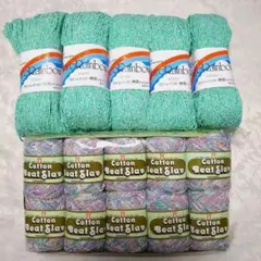 ハマナカ毛糸 コットン《ビートスラブ》10玉&綿混ジャズネップ 5個