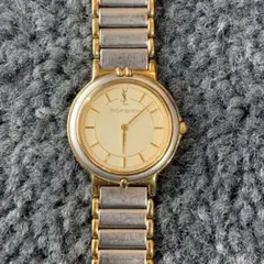 美品 稼働品 イヴサンローラン 腕時計 コンビ クォーツ 2針 ゴールド イヴサンローラン YSL コンビベルト ラウンド クォーツ 腕時計