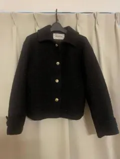 【美品】NATURAL BEAUTY BASIC 圧縮ツイードジャケットブラック