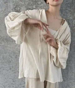 select MOCA by son ボリュームスリーブリネンスキッパーシャツ