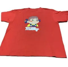 ペコちゃんTシャツ赤色　綿100%