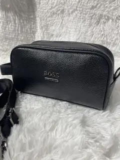 美品　ヒューゴボス HUGO BOSS バッグ ショルダー 本革 黒 レザー