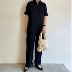 BACCA バッカ フロントジップ オールインワン ジャンプスーツ 黒34