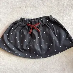 apres les cours 黒　ハート柄　インナーパンツ付きスカート　90