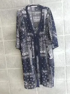 ロングカーディガン ペイズリー柄