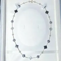 マザーオブパール 白蝶 黒蝶 本真珠 ネックレス 5.4〜8.1㎜ M758