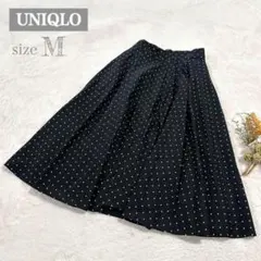 【ユニクロ】UNIQLO サーキャラースカート ドット柄 ブラック M