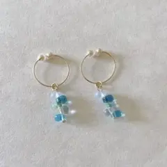 イヤリング　フープイヤリング　ブルー