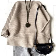 ドゥーズィエムクラス ウール カシミヤ ボートネック アゼ ニット グレージュ