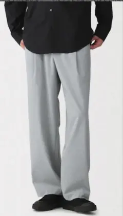 【無印良品】乾きやすいワンタックワイドパンツ グレー Lサイズ
