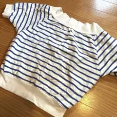 ボーダー トップス オフショルダー ブルー