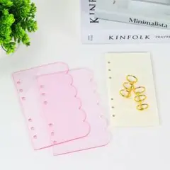 アクリルバインダー　A6 もこもこピンク　ゴールド　手帳　家計簿　シール帳