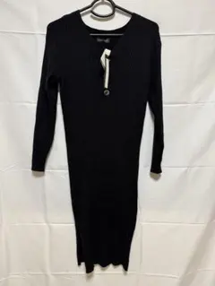 VANITY FACE リブニットロングワンピース 黒 M