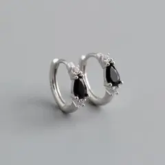 ピアス フープ キラキラ 小さめ ブラック シルバー 高級感 韓国 小ぶり
