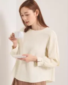 袖スリットレースブラウス　アイボリーのサムネイル