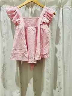GRL フリル付きピンクノースリーブトップス